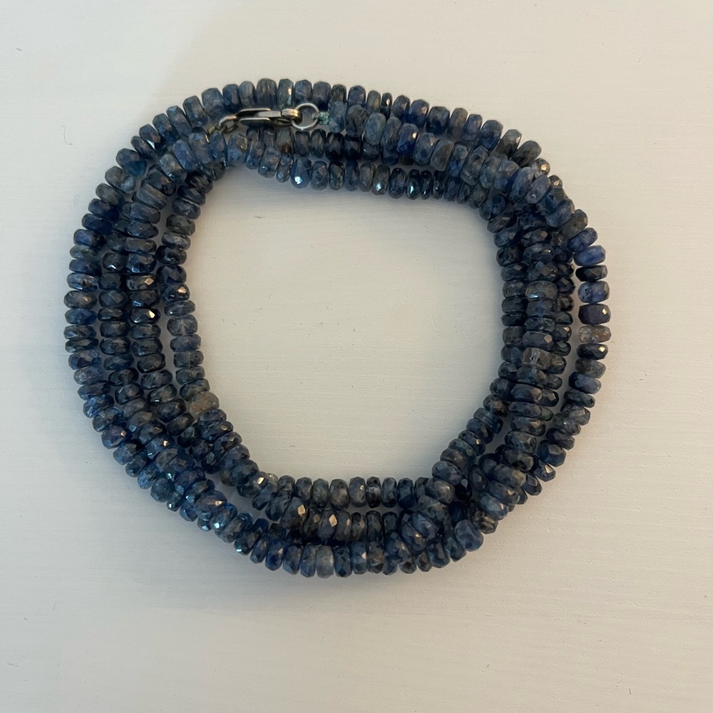 34” genuine faceted sapphire rondell beaded necklace